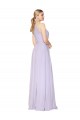 Lilas Trapèze Licou Col Haut Mousseline Longue Formelles Robes demoiselle d'honneur / Robes de soirée / Robes de bal Pas Chère
