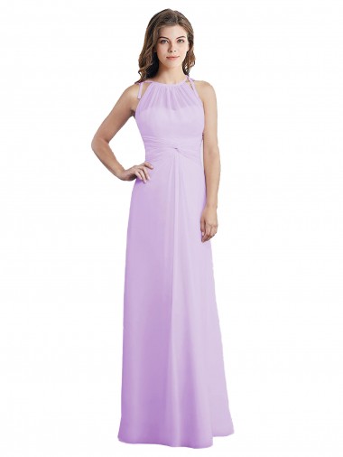 Lilas Trapèze Licou Mousseline Longue Robes demoiselle d'honneur Pas Chre