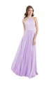 Lilas Trapèze Licou Mousseline Longue Robes demoiselle d'honneur Pas Chère