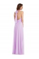Lilas Trapèze Licou Mousseline Longue Robes demoiselle d'honneur Pas Chère