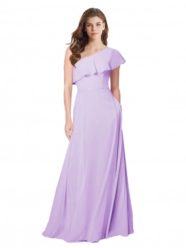 Lilas Trapèze Mousseline Longue Robes demoiselle d'honneur Pas Chre