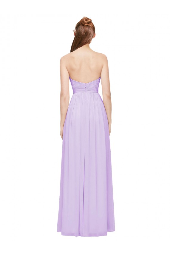 Lilas Trapèze Sans bretelle Mousseline Longue Robes demoiselle d'honneur Pas Chère