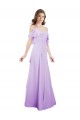 Lilas Trapèze Épaule Dénudée Bretelles spaghetti Mousseline Longue Robes demoiselle d'honneur Pas Chère