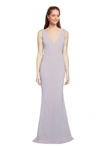 Lilas arctique Sirène Col V Crêpe Stretch Longue Formelles Robes demoiselle d'honneur / Robes de soirée / Robes de bal Pas Chre