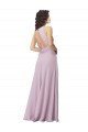Lueur rose Trapèze Licou Col Haut Mousseline Longue Robes demoiselle d'honneur Pas Chère