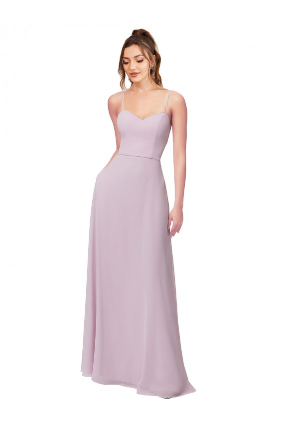 Lueur rose Trapèze Mousseline Longue Robes demoiselle d'honneur Pas Chère