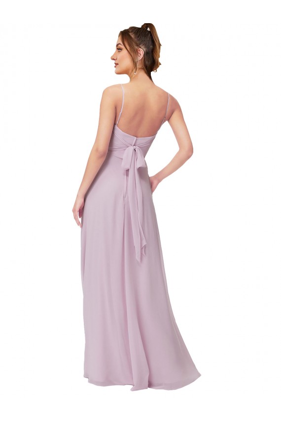 Lueur rose Trapèze Mousseline Longue Robes demoiselle d'honneur Pas Chère