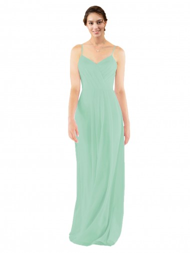 Menthe verte Fourreau Col V Mousseline Longue Robes demoiselle d'honneur Pas Chre