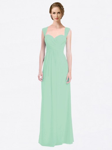 Menthe verte Trapèze Mousseline Longue Robes demoiselle d'honneur Pas Chre