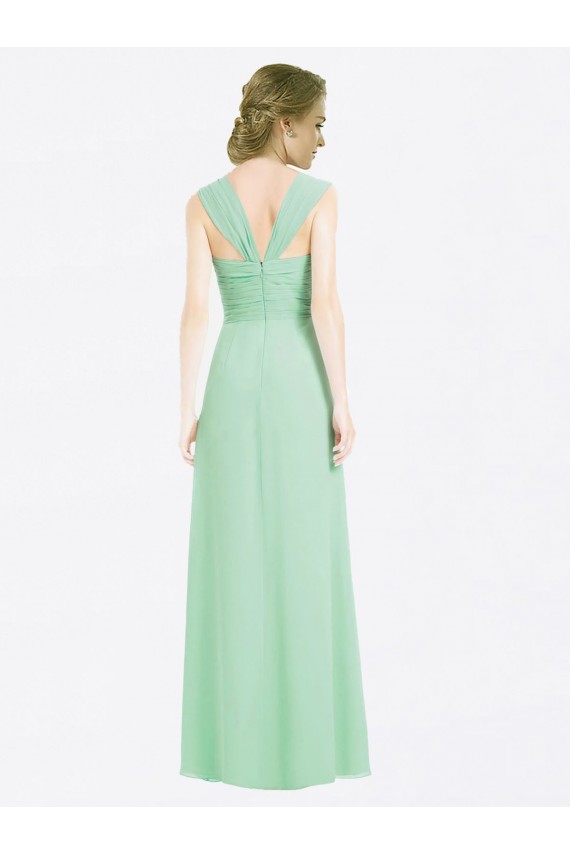 Menthe verte Trapèze Mousseline Longue Robes demoiselle d'honneur Pas Chère