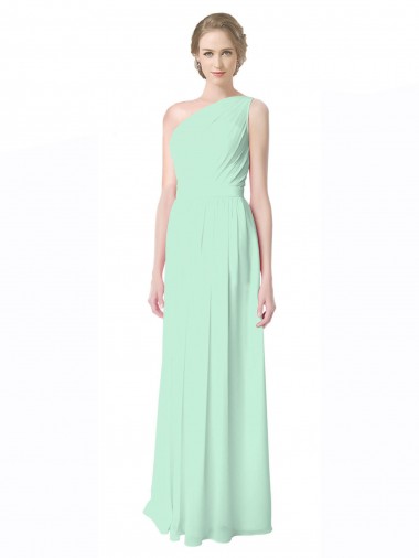 Menthe verte Trapèze Mousseline Longue Robes demoiselle d'honneur Pas Chre