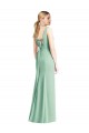 Menthe verte Trompette Col V Mousseline Longue Robes demoiselle d'honneur Pas Chère