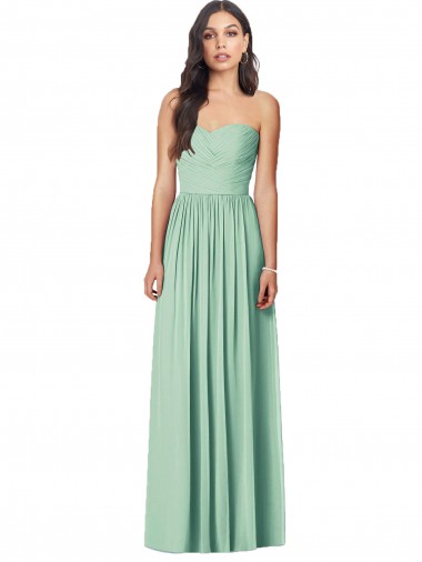 Menthe verte Trompette Sans bretelle Mousseline Longue Robes demoiselle d'honneur Pas Chre