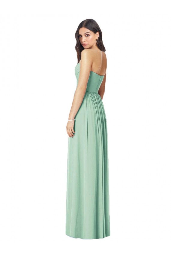 Menthe verte Trompette Sans bretelle Mousseline Longue Robes demoiselle d'honneur Pas Chère