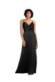 Noir Colonne Col V Satiné Soyeux Longue Asymétrique Formelles Robes demoiselle d'honneur / Robes de soirée / Robes de bal Pas Chère