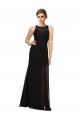 Noir Fourreau Col Haut Mousseline Dentelle Longue Robes demoiselle d'honneur Pas Chère