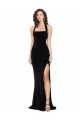 Noir Fourreau Licou Col Haut Velours Stretch Longue Robes demoiselle d'honneur / Robes de bal Pas Chère
