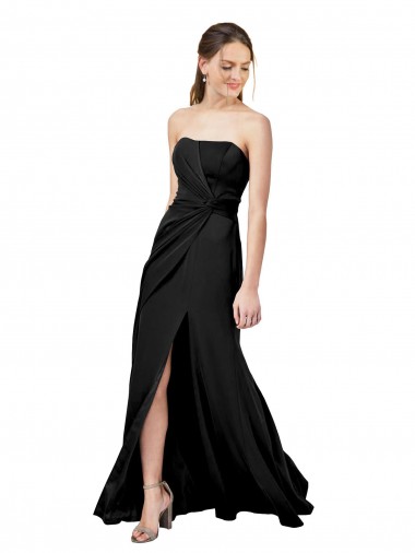 Noir Fourreau Sans bretelle Crêpe Stretch Longue Formelles Robes demoiselle d'honneur / Robes de soirée / Robes de bal Pas Chre
