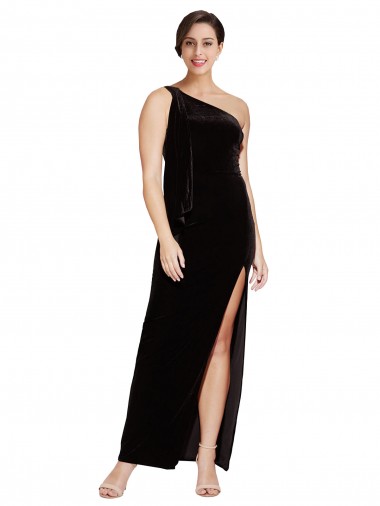 Noir Fourreau Velours Stretch Longue Formelles Robes demoiselle d'honneur / Robes de soirée / Robes de bal Pas Chre