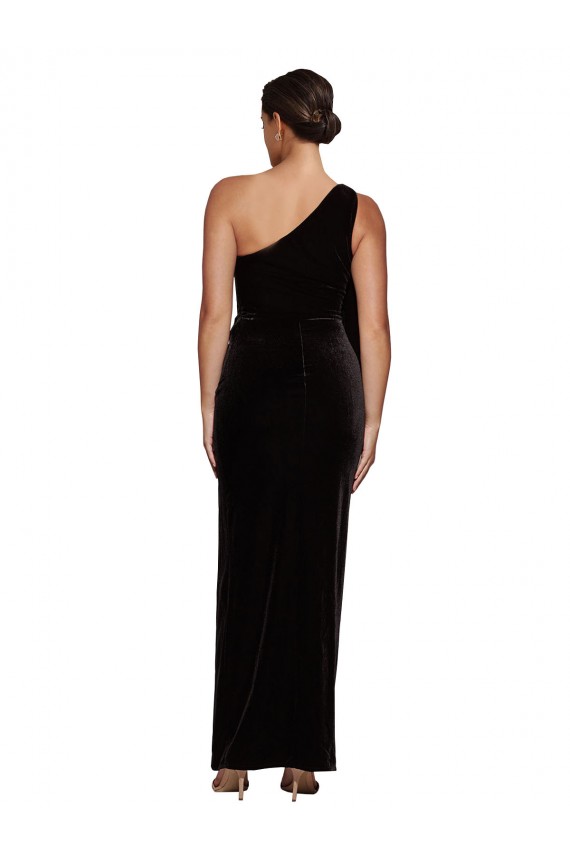 Noir Fourreau Velours Stretch Longue Formelles Robes demoiselle d'honneur / Robes de soirée / Robes de bal Pas Chère