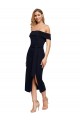 Noir Fourreau Épaule Dénudée Col Carré midi Crêpe Stretch Courte Robes demoiselle d'honneur / Robes de soirée / Robes de cocktail Pas Chère
