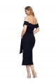 Noir Fourreau Épaule Dénudée Col Carré midi Crêpe Stretch Courte Robes demoiselle d'honneur / Robes de soirée / Robes de cocktail Pas Chère