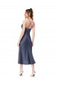 Noir Fourreau midi Satiné Soyeux Courte Asymétrique Robes demoiselle d'honneur / Robes de soirée / Robes de cocktail Pas Chère