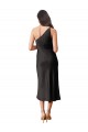 Noir Fourreau midi Satiné Stretch Courte Robes demoiselle d'honneur / Robes de soirée / Robes de cocktail Pas Chère