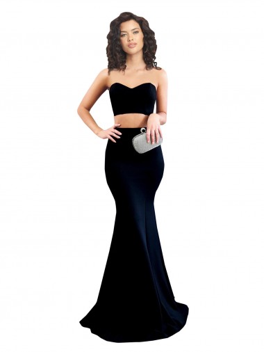Noir Sirène Col Haut Crêpe Stretch Longue Formelles Robes demoiselle d'honneur / Robes de soirée / Robes de bal Pas Chre