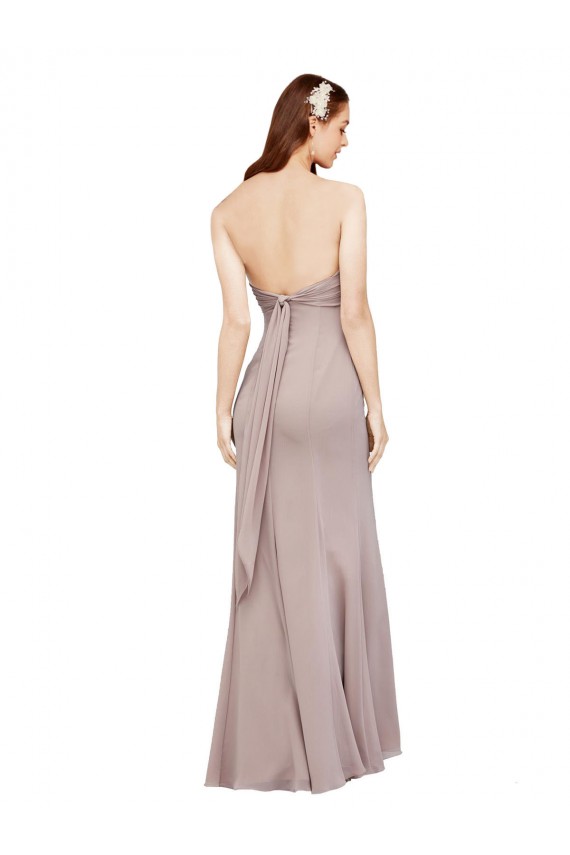 Noir Sirène Épaule Dénudée Mousseline Longue Robes demoiselle d'honneur / Robes de bal Pas Chère