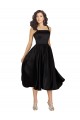 Noir Trapèze Col Carré Satiné Courte Robes demoiselle d'honneur / Robes de bal / Robes de cocktail Pas Chère