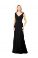 Noir Trapèze Col V Mousseline Longue Robes demoiselle d'honneur / Robes de bal Pas Chère