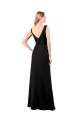 Noir Trapèze Col V Mousseline Longue Robes demoiselle d'honneur / Robes de bal Pas Chère
