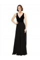 Noir Trapèze Col V Mousseline Velours Longue Robes demoiselle d'honneur / Robes de bal Pas Chère
