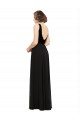 Noir Trapèze Col V Mousseline Velours Longue Robes demoiselle d'honneur / Robes de bal Pas Chère