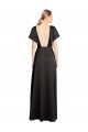 Noir Trapèze Col V Satiné Stretch Longue Formelles Robes demoiselle d'honneur / Robes de soirée / Robes de bal Pas Chère