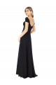 Noir Trapèze Mousseline Longue Robes demoiselle d'honneur Pas Chère