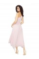 Noir Trapèze Sans bretelle midi Mousseline Courte Asymétrique Robes demoiselle d'honneur / Robes de cocktail Pas Chère