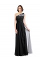 Noir Trapèze Tulle Longue Robes demoiselle d'honneur Pas Chère