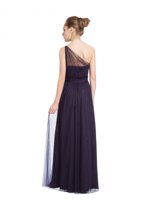Noir Trapèze Tulle Longue Robes demoiselle d'honneur Pas Chère