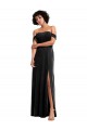 Noir Trapèze Épaule Dénudée Sans bretelle Velours Stretch Longue Formelles Robes demoiselle d'honneur / Robes de soirée / Robes de bal Pas Chère