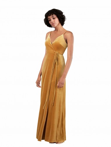 Or Colonne Col V Velours Stretch Longue Formelles Robes demoiselle d'honneur / Robes de soirée / Robes de bal Pas Chre