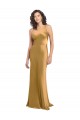 Or Trapèze Satiné Stretch Longue Formelles Robes demoiselle d'honneur / Robes de soirée / Robes de bal Pas Chère