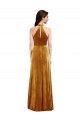 Or Trompette Licou Col Haut Velours Stretch Longue Robes demoiselle d'honneur / Robes de bal Pas Chère