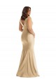 Or doux Sirène Col V Satiné Soyeux Longue Formelles Robes demoiselle d'honneur / Robes de soirée / Robes de bal Pas Chère
