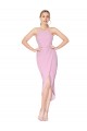 Orchid Sirène Licou Col Haut Crêpe Stretch Courte Asymétrique Robes demoiselle d'honneur / Robes de soirée / Robes de cocktail Pas Chère