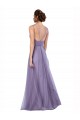 Pastèque Trapèze Bretelles spaghetti Tulle Longue Robes demoiselle d'honneur Pas Chère
