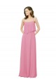 Peau Rose Trapèze Bretelles spaghetti Mousseline Longue Robes demoiselle d'honneur Pas Chère