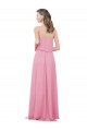 Peau Rose Trapèze Bretelles spaghetti Mousseline Longue Robes demoiselle d'honneur Pas Chère