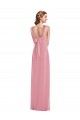 Peau Rose Trapèze Licou Mousseline Longue Robes demoiselle d'honneur Pas Chère